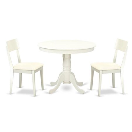 East West Furniture East West Furniture ANAD3-LWH-LC 3 Piece Kitchen Table Set; Linen White ANAD3-LWH-LC